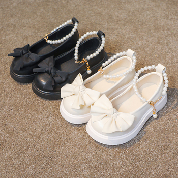 Mergaičių odiniai bateliai 2023 m. pavasario ir rudens nauji vaikiški madingi „Pearl Princess“ bateliai mažoms mergaitėms, universalūs sportiniai bateliai.