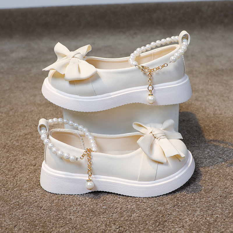 Mergaičių odiniai bateliai 2023 m. pavasario ir rudens nauji vaikiški madingi „Pearl Princess“ bateliai mažoms mergaitėms, universalūs sportiniai bateliai.