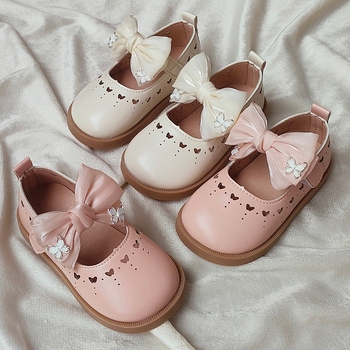 Baba lány bőrcipők 2025 tavasz & ősz új stílus lányka stílusos masnis lapos talpú puha talpú gyerek divatos hercegnői cipők divatos