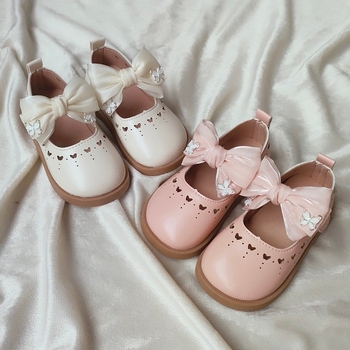 Baba lány bőrcipők 2025 tavasz & ősz új stílus lányka stílusos masnis lapos talpú puha talpú gyerek divatos hercegnői cipők divatos