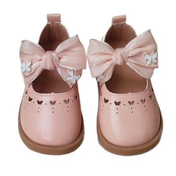 Baba lány bőrcipők 2025 tavasz & ősz új stílus lányka stílusos masnis lapos talpú puha talpú gyerek divatos hercegnői cipők divatos
