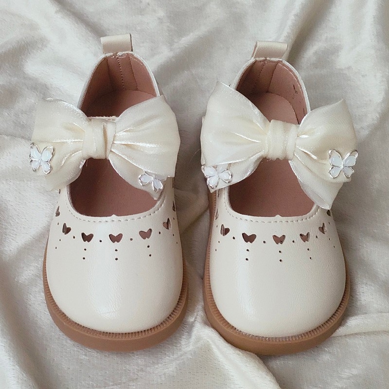 Baba lány bőrcipők 2025 tavasz & ősz új stílus lányka stílusos masnis lapos talpú puha talpú gyerek divatos hercegnői cipők divatos
