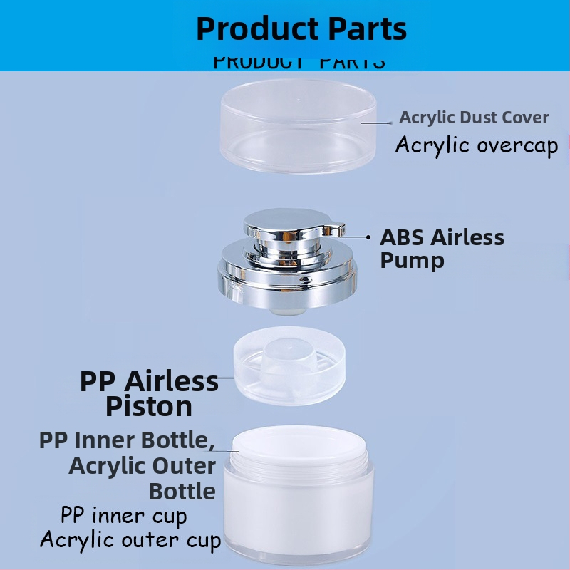 Точкова 30G златна вакуумна бутилка за крем 50G перлено бяла пресова бутилка 100G акрилна бутилка за крем