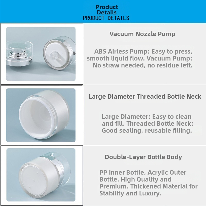 Точкова 30G златна вакуумна бутилка за крем 50G перлено бяла пресова бутилка 100G акрилна бутилка за крем
