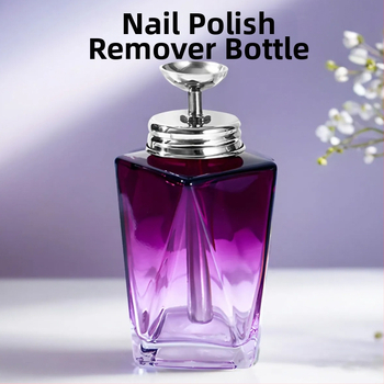 Nagų dailės valymo vandens preso buteliukas Nagų dailės iškrovimo skysčio didelis butelis Kvadratinis apsauginis nuo skysčio atbulinio srauto smulkaus tinklelio stiklinis butelis, specialus nagų dailės parduotuvei