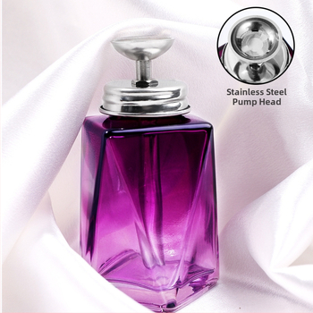 Nagų dailės valymo vandens preso buteliukas Nagų dailės iškrovimo skysčio didelis butelis Kvadratinis apsauginis nuo skysčio atbulinio srauto smulkaus tinklelio stiklinis butelis, specialus nagų dailės parduotuvei