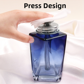 Nagų dailės valymo vandens preso buteliukas Nagų dailės iškrovimo skysčio didelis butelis Kvadratinis apsauginis nuo skysčio atbulinio srauto smulkaus tinklelio stiklinis butelis, specialus nagų dailės parduotuvei