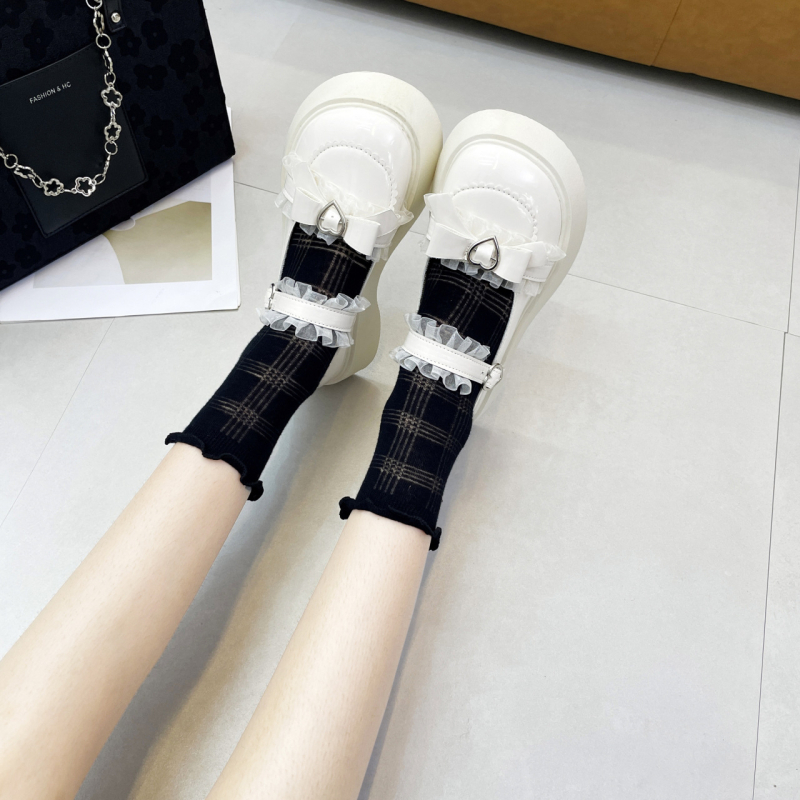 Pantofi de damă cu toc înalt, stil coreean, casual, la modă, 2024, primăvara și vara, cu vârf rotund, plat, respirabil, cu panglică și fundă, Mary Jane