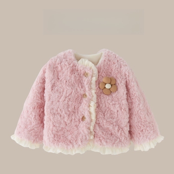 Zimski kaput za djevojčice u zapadnom stilu s flisom, princezina vunena majica, zimski topli plišani topić za bebe, za jednogodišnje djevojčice