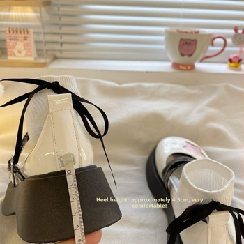 Μοντέρνα γαλλικά μικρά δερμάτινα παπούτσια για γυναίκες με χοντρή σόλα και στρογγυλή μύτη, καλοκαίρι 2024, νέο στυλ με φούστα, Mary Jane ρετρό παπούτσια με χοντρό τακούνι.