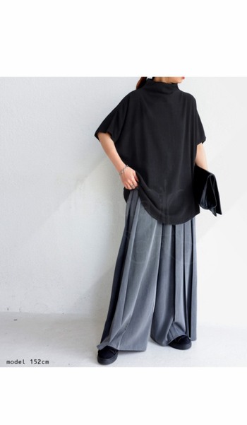 Piiriülene 2023. aasta Jaapani lahtine naiste poolkõrge kraega dolmani varrukatega top, ühevärviline puuvillane linane lahtine lühikeste varrukatega T-särk naistele