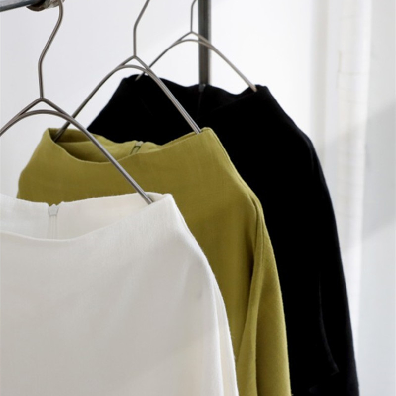 Piiriülene 2023. aasta Jaapani lahtine naiste poolkõrge kraega dolmani varrukatega top, ühevärviline puuvillane linane lahtine lühikeste varrukatega T-särk naistele