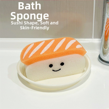 Édes garnélarákos sushi fürdőszivacs golyó fürdőbuborék puha lányos szív aranyos gyerekfürdő