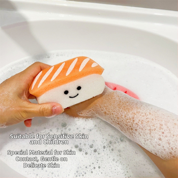Édes garnélarákos sushi fürdőszivacs golyó fürdőbuborék puha lányos szív aranyos gyerekfürdő