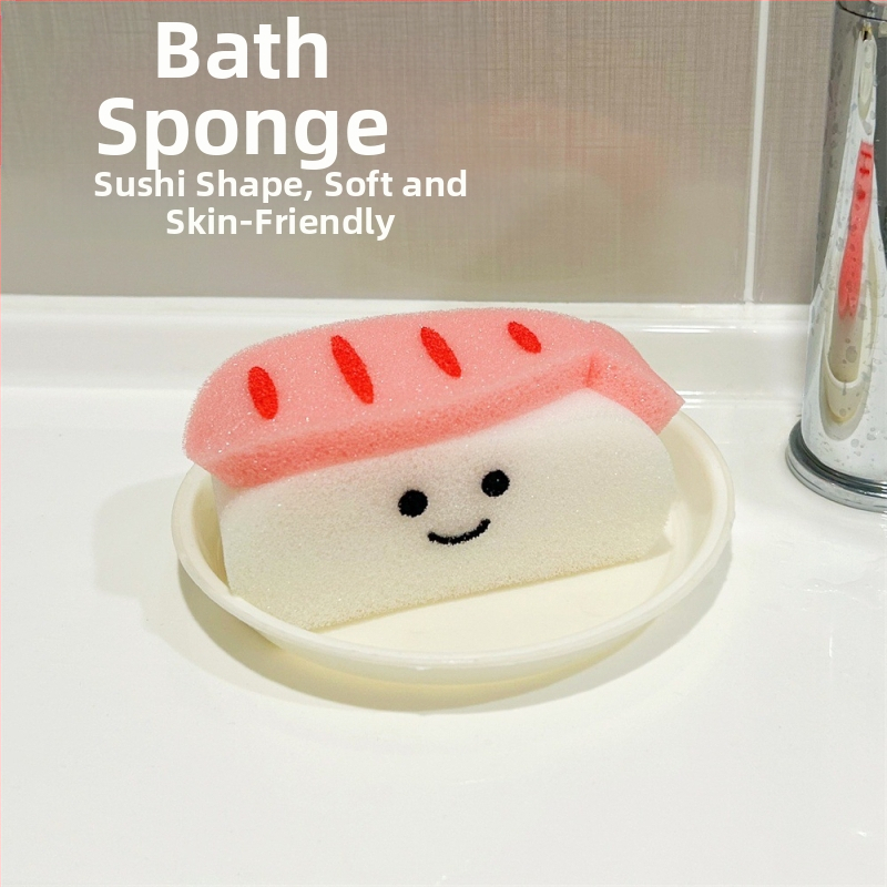 Édes garnélarákos sushi fürdőszivacs golyó fürdőbuborék puha lányos szív aranyos gyerekfürdő