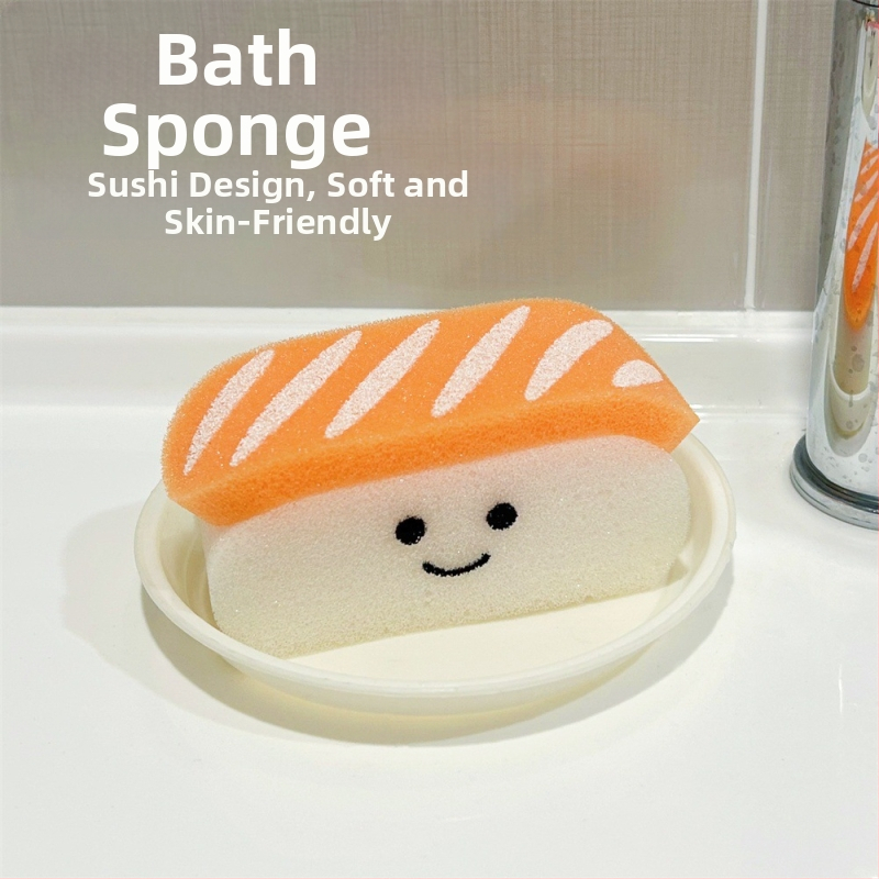 Édes garnélarákos sushi fürdőszivacs golyó fürdőbuborék puha lányos szív aranyos gyerekfürdő