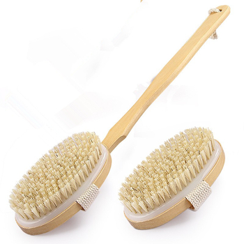 Sandėlyje yra tarpvalstybinis karšto pardavimo ilga rankena medinis vonios šepetys su šereliais vonios šepetys nugarai trinamas vonios šepetys nuimamas vonios masažinis šepetys