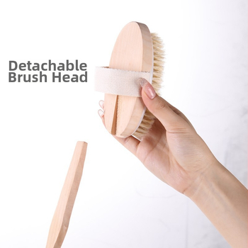 Sandėlyje yra tarpvalstybinis karšto pardavimo ilga rankena medinis vonios šepetys su šereliais vonios šepetys nugarai trinamas vonios šepetys nuimamas vonios masažinis šepetys