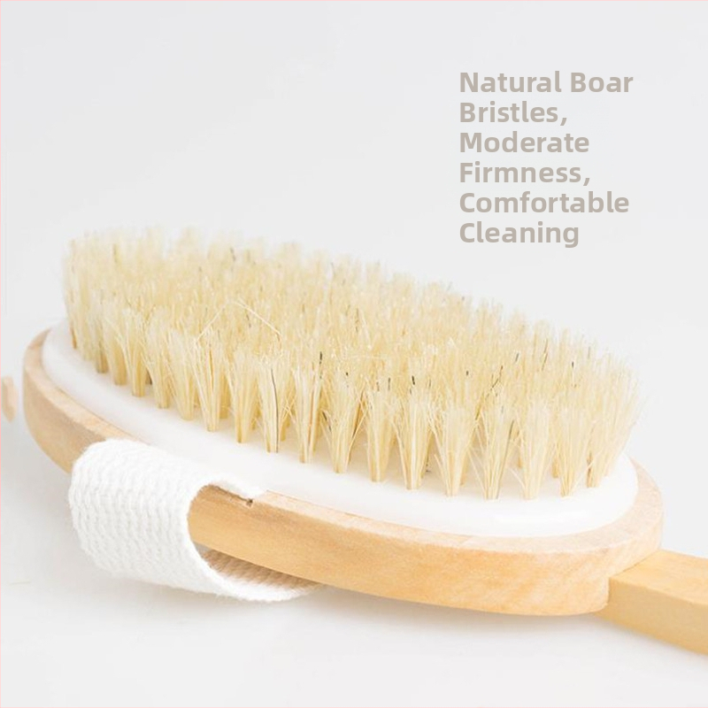 Cezhraničná horúca predajná kefa do kúpeľa s dlhou rukoväťou, drevená kefa do kúpeľa so štetinami, kefa do kúpeľa na trenie chrbta, odnímateľná masážna kefa do kúpeľa na sklade