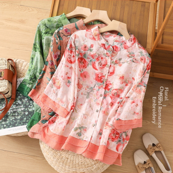 2025 m. vasaros personalizuoto dizaino plonas kardiganas su margintais marškiniais, laisvas, vintažinis medvilninis ir lininis dygsniuotas viršus