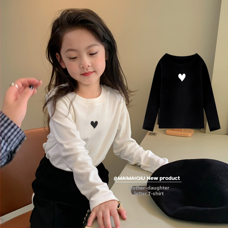 Mergaičių marškinėliai vaikams, korėjietiško stiliaus, universalūs mergaičių pavasario ir rudens ilgomis rankovėmis marškinėliai, naujas 2024 m. rudens stilius