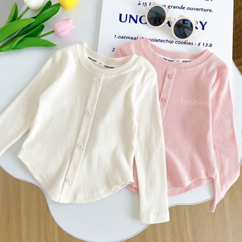 Primăvara și toamna nou copii cu mânecă lungă tricou culoare solidă elegantă la modă cu pieptul bebelușilor slim-fit top fete cămașă de bază