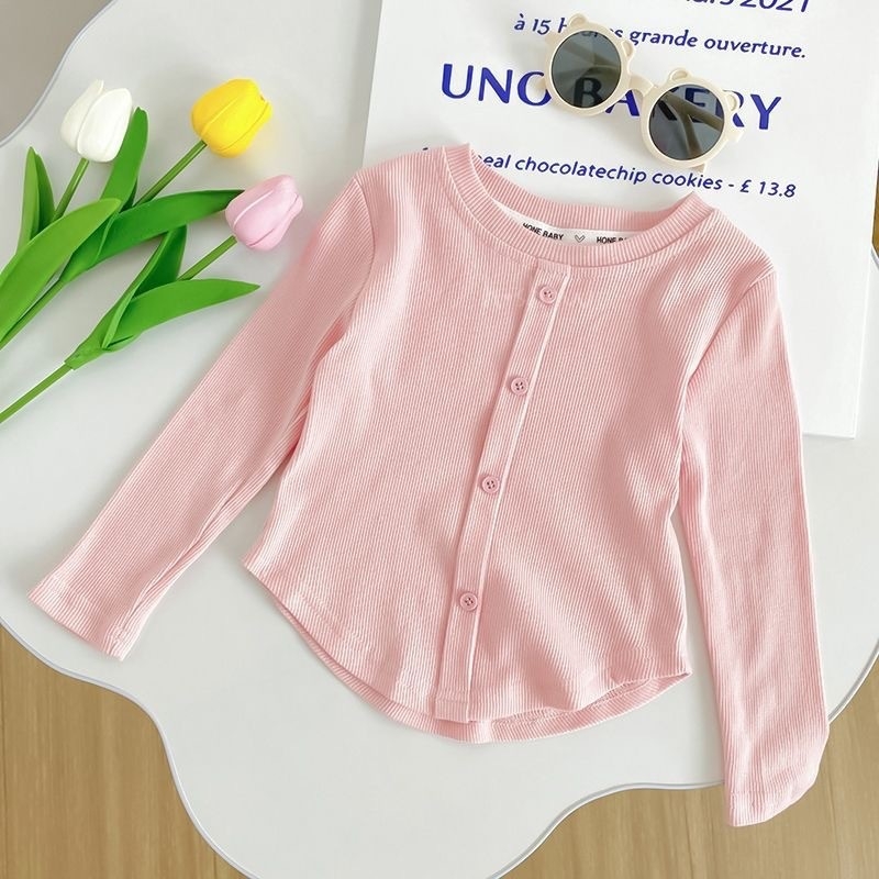 Proljetna i jesenska nova dječja majica dugih rukava, jednobojna, elegantna modna majica s velikim grudima za bebe, uski kroj, za djevojčice