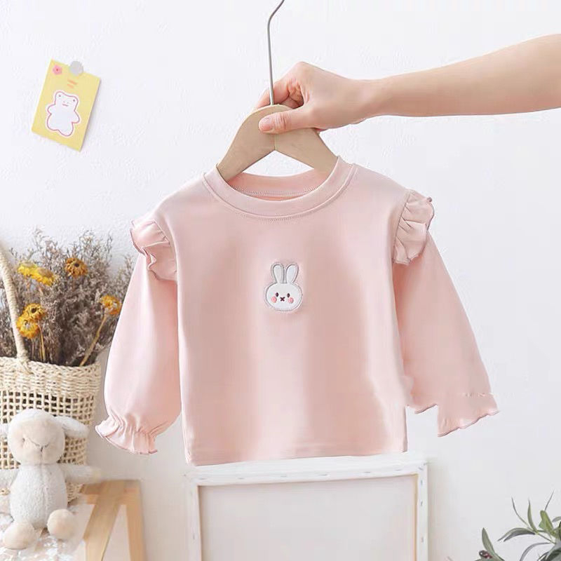 Mergaičių marškinėliai Nauji universalūs pavasario ir rudens stiliaus kūdikiams skirti marškinėliai ilgomis rankovėmis, vienspalviai marškinėliai kūdikiams mergaitėms