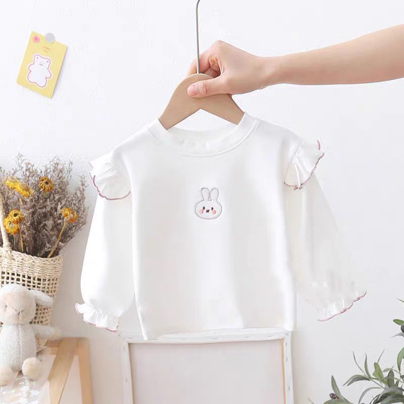 Mergaičių marškinėliai Nauji universalūs pavasario ir rudens stiliaus kūdikiams skirti marškinėliai ilgomis rankovėmis, vienspalviai marškinėliai kūdikiams mergaitėms