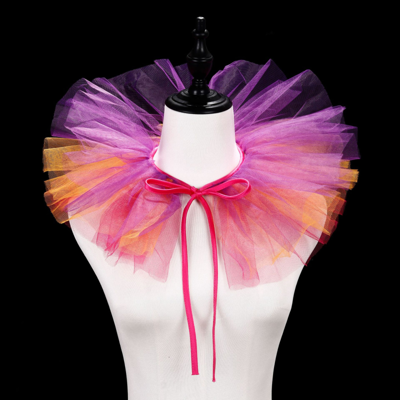 Helovino klouno maskaradas Spalvingas pūkuotas tinklelis iš netikro apykaklės, netikro apykaklės siaubo aksesuarai, scenos žaidimų rekvizitai