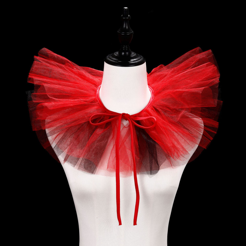 Helovino klouno maskaradas Spalvingas pūkuotas tinklelis iš netikro apykaklės, netikro apykaklės siaubo aksesuarai, scenos žaidimų rekvizitai