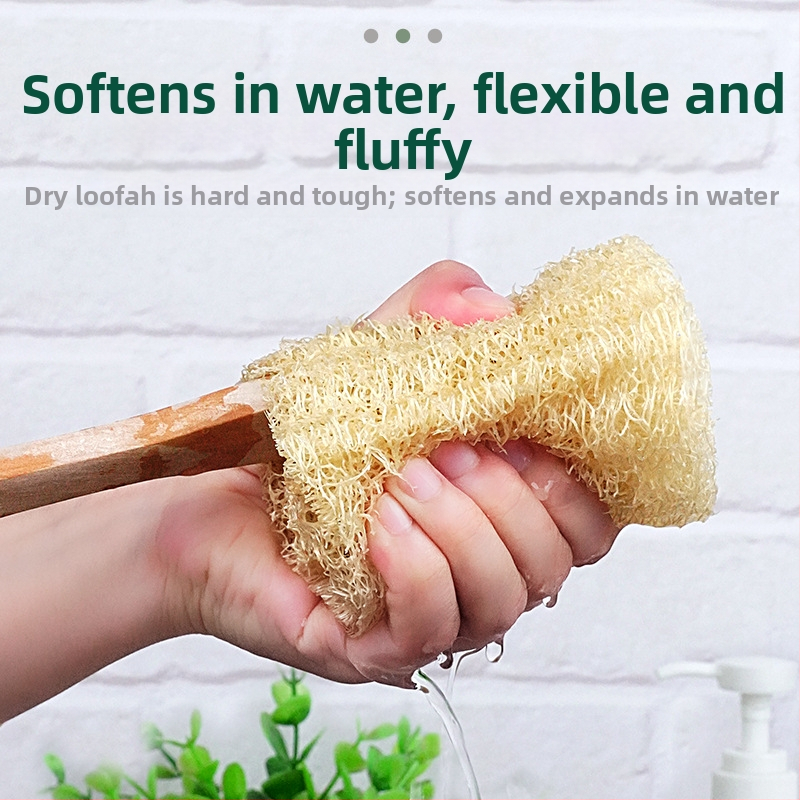 Dlhá drevená rukoväť Luffa kúpeľňová kefa Kúpeľňová kefa Luffa Pulp Tretie osuška Kúpeľňové potreby Čistenie bazéna Kúpeľňová kefa