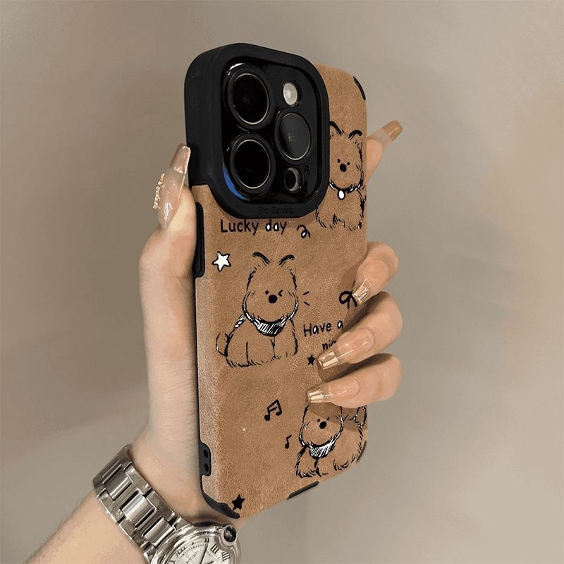 Kunstkarusnahast armas plüüsist koerast telefonikott, mis sobib Apple 16 Pro Maxile, iPhone 15/14/13-le, armas multifilmistiilis
