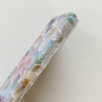 Κυματιστό μπλε φωτεινό λουλούδι για το περίβλημα κινητού τηλεφώνου Apple 14promax με λεπτή τρύπα, γυναικεία μαλακή θήκη ανθεκτική στις πτώσεις για iPhone13