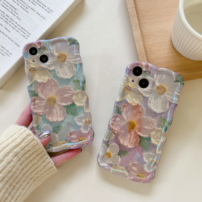 Carcasă de telefon mobil Apple 14promax cu orificii fine, rezistentă la căderi, cu model floare albastră deschisă, pentru femei, iPhone 13