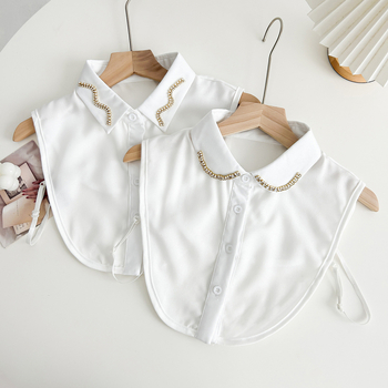 2024 Νέο ευέλικτο διακοσμητικό ψεύτικο κολάρο πουκάμισου για γυναίκες, κορεατικό και ιαπωνικό στυλ, μισό-ψηλό κολάρο, κομψό στρογγυλό κολάρο με συρματόπλεγμα, τρισδιάστατο