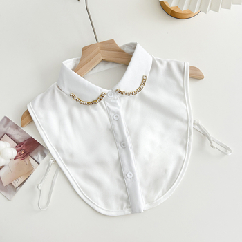 2024 Νέο ευέλικτο διακοσμητικό ψεύτικο κολάρο πουκάμισου για γυναίκες, κορεατικό και ιαπωνικό στυλ, μισό-ψηλό κολάρο, κομψό στρογγυλό κολάρο με συρματόπλεγμα, τρισδιάστατο