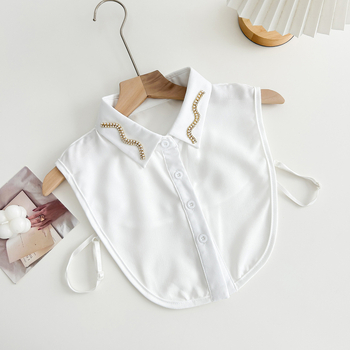 2024 Νέο ευέλικτο διακοσμητικό ψεύτικο κολάρο πουκάμισου για γυναίκες, κορεατικό και ιαπωνικό στυλ, μισό-ψηλό κολάρο, κομψό στρογγυλό κολάρο με συρματόπλεγμα, τρισδιάστατο