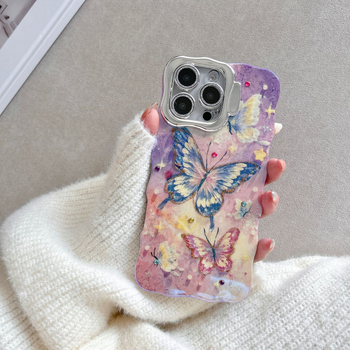 Θήκη Φακού με Μπλε Φως σε Χρώμα Πεταλούδας για iPhone16, Θήκη Promax για Apple 15, Στρας, Κύμα 14/13P