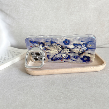 Θήκη Φακού με Μπλε Φως σε Χρώμα Πεταλούδας για iPhone16, Θήκη Promax για Apple 15, Στρας, Κύμα 14/13P