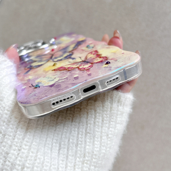 Θήκη Φακού με Μπλε Φως σε Χρώμα Πεταλούδας για iPhone16, Θήκη Promax για Apple 15, Στρας, Κύμα 14/13P