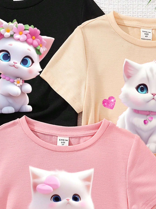 Tarptautiniai spausdinti trumpomis rankovėmis marškinėliai, skirti Europos ir Amerikos užsienio prekybai berniukams ir mergaitėms, vasariniai nauji apvalios kaklo formos viršutiniai vaikų drabužiai