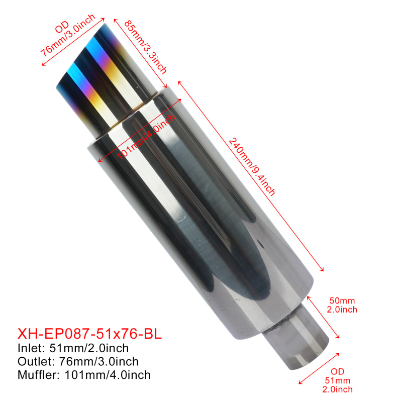 Automašīnas universālais trokšņa slāpētājs 201 nerūsējošā tērauda caurule modificēta izplūdes caurule dekoratīvs trokšņa slāpētājs taisns izplūdes cilindrs astes kakls