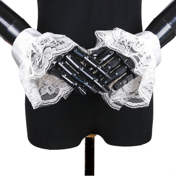 Vintažinio nėriniuoto raukinio apykaklės nėriniuotų rankovių klouno kostiumo aksesuarai su nuimamu kaklu ir raukiniu apykakle Lolita