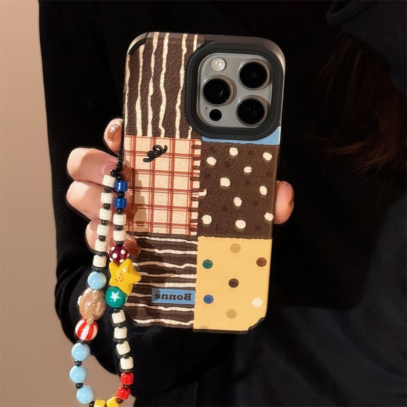 Retro Ins Polar Dot savienošanas aizdare 15Pro Max ādas 14 piekaramajai ķēdei 13 mīkstam iPhone16 Apple tālruņa maciņam