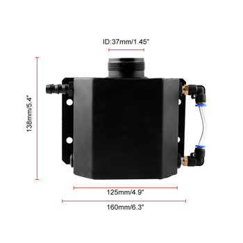 Универсална автомобилна модификация, 1 л квадратен съд за обезвъздушаване на масло, съд за събиране на отработени газове, преливник, резервоар за събиране на отработени газове
