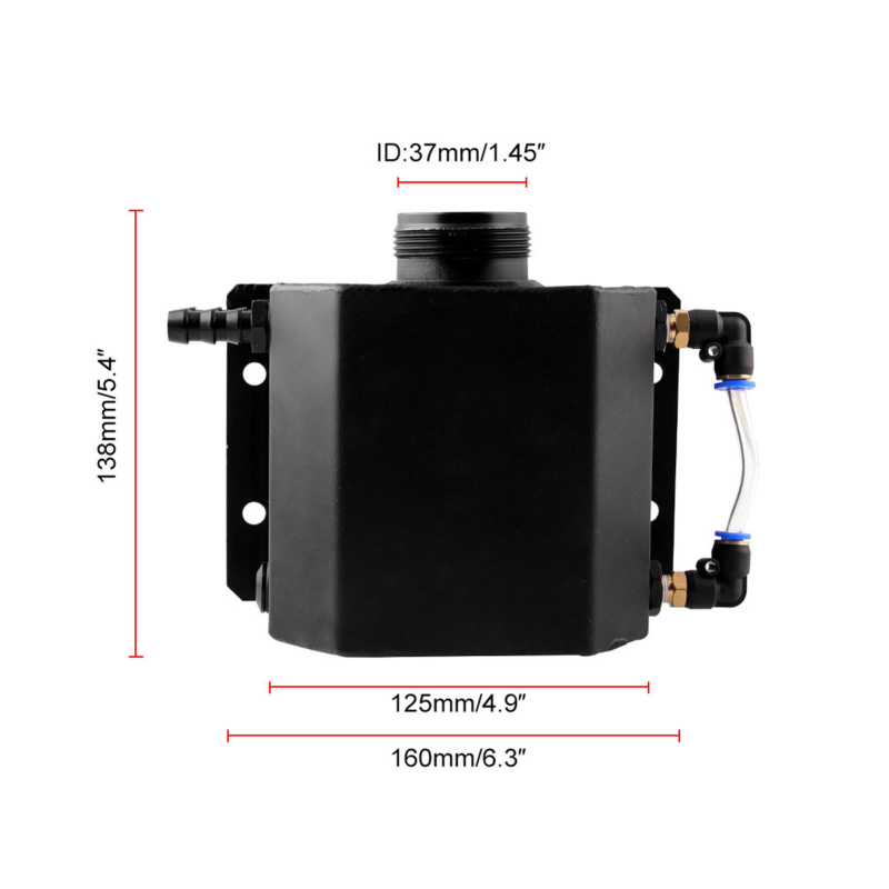 Automobilio modifikacijos universalus 1 l kvadratinis alyvos alsuoklio bakas išmetamųjų dujų surinkimo bakas perpildymo bakas alyvos išmetamųjų dujų surinkimo bakas