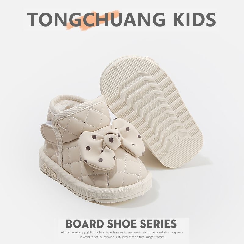 Zīdaiņu kokvilnas apavi Ziemas mīksta zole Neslīdoši kokvilnas apavi Sabiezināta vilnas oderējums Rudens un ziemas meiteņu mazuļu apavi Mīlīgi bantītes