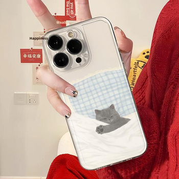 Χαριτωμένη θήκη γάτας-σκύλου για Apple 16Pro Max, διαφανής για 14 ζευγάρια, 13Mini