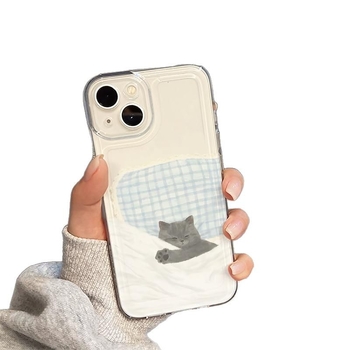 Χαριτωμένη θήκη γάτας-σκύλου για Apple 16Pro Max, διαφανής για 14 ζευγάρια, 13Mini